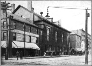 A view of Mechanics Hall from Dutton Street in 1912